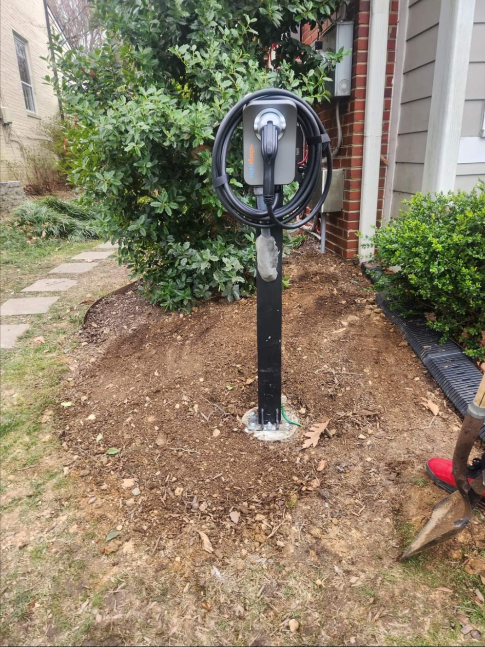 Residential pedestal-mounted EV charger in Washington, DC — Schmidt's Electrical