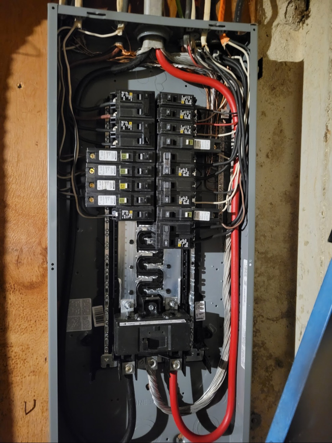 Electrical service panel with main breaker and wiring in Washington, DC — Schmidt's Electrical