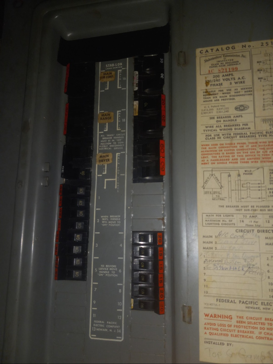 Legacy electrical panel and circuit directory in Washington, DC — Schmidt's Electrical