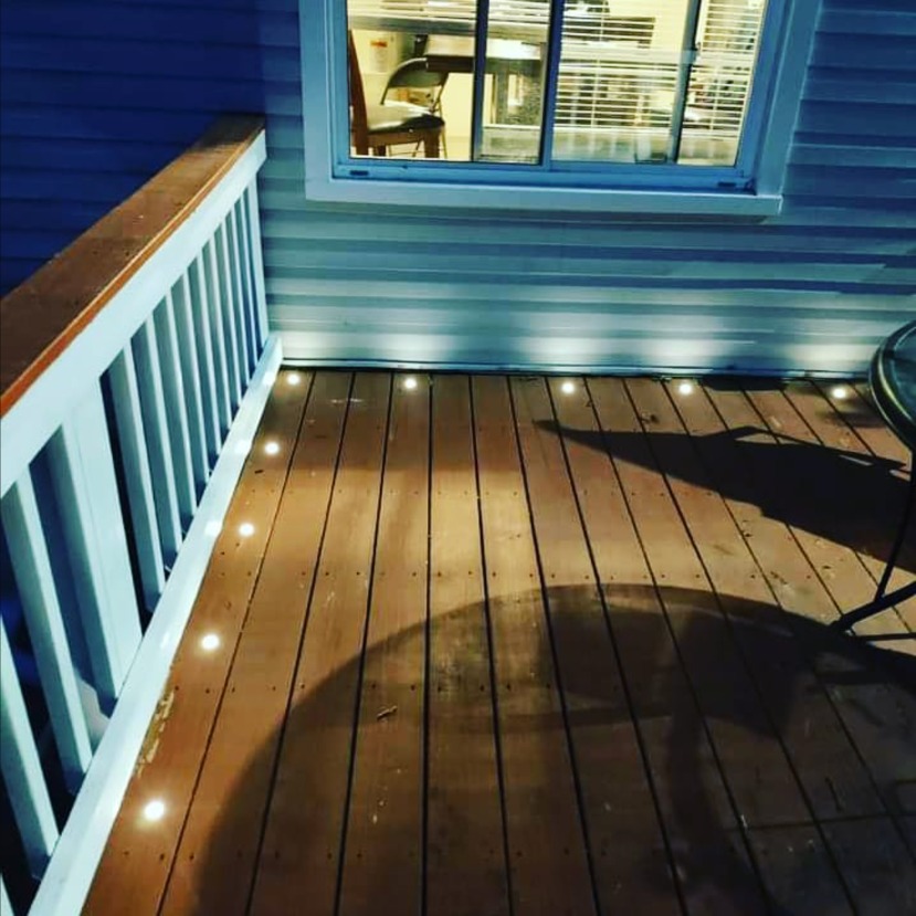 Deck LED recessed lighting at night in Washington, DC — Schmidt's Electrical